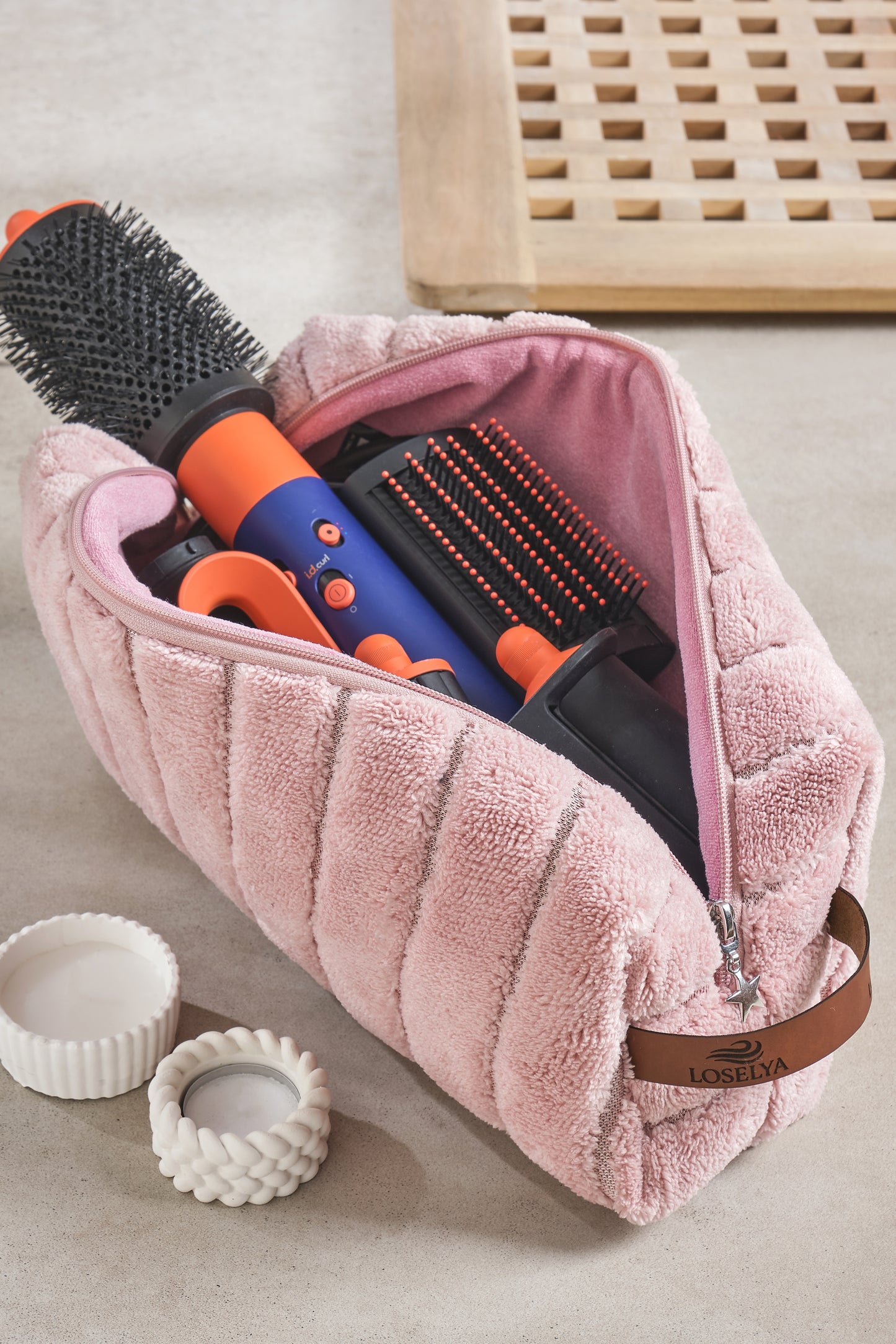 Somon-Dalga Airwrap Uyumlu Tüm Parçalar Için Çanta Düzleştirici Saç Maşası Çantası Büyük Boy Makyaj Çantası