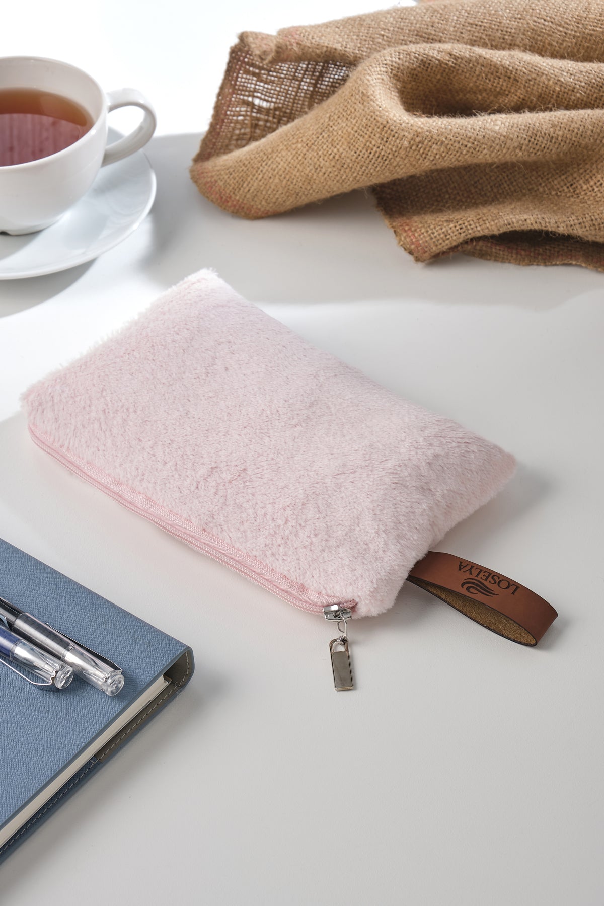 Pembe Soft Kumaş Deri Etiketli Lüks Cüzdan Telefon Kredi Kartı Anahtarlık Bozuk Paralık
