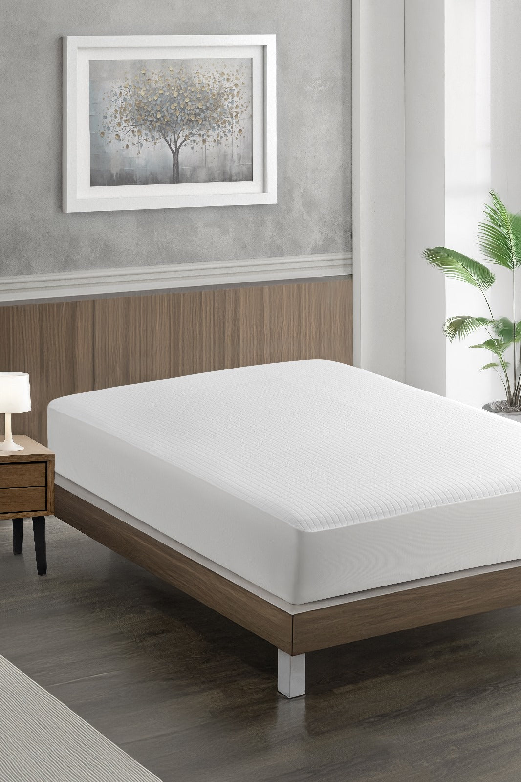 100X200 Yeni Nesil Micro Kareli Fitted Su Geçirmez Beyaz Yatak Koruyucu Alez