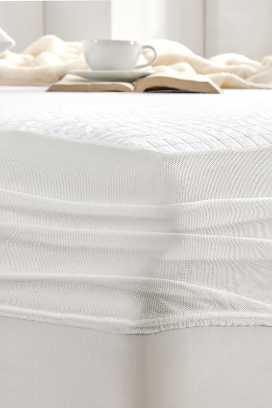 160X200 Yeni Nesil Micro Kareli Fitted Su Geçirmez Beyaz Yatak Koruyucu Alez