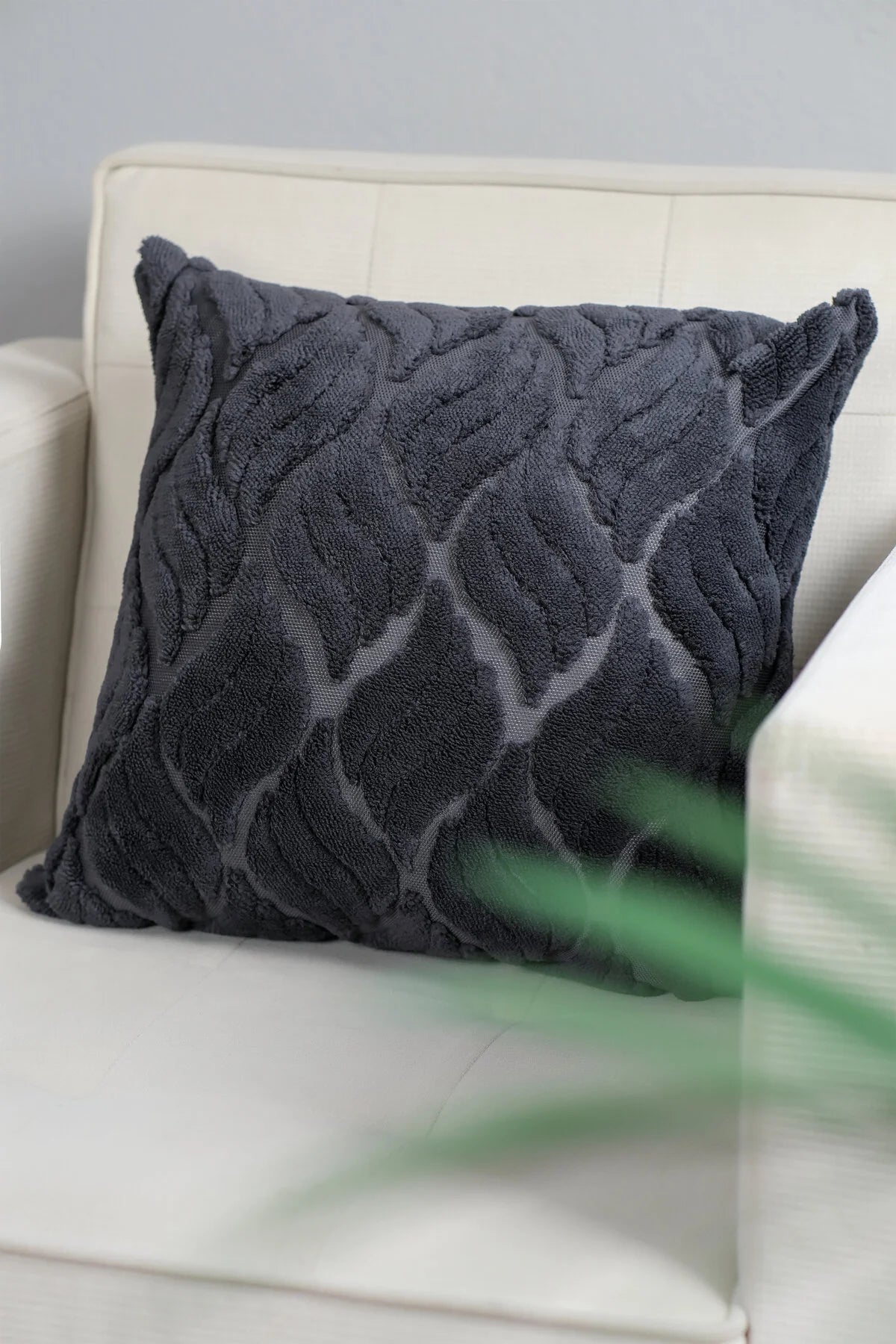 Antrasit Baklava Desen Bohem Özel Tasarım Punch Panç Desen Dekoratif Kırlent Kılıfı