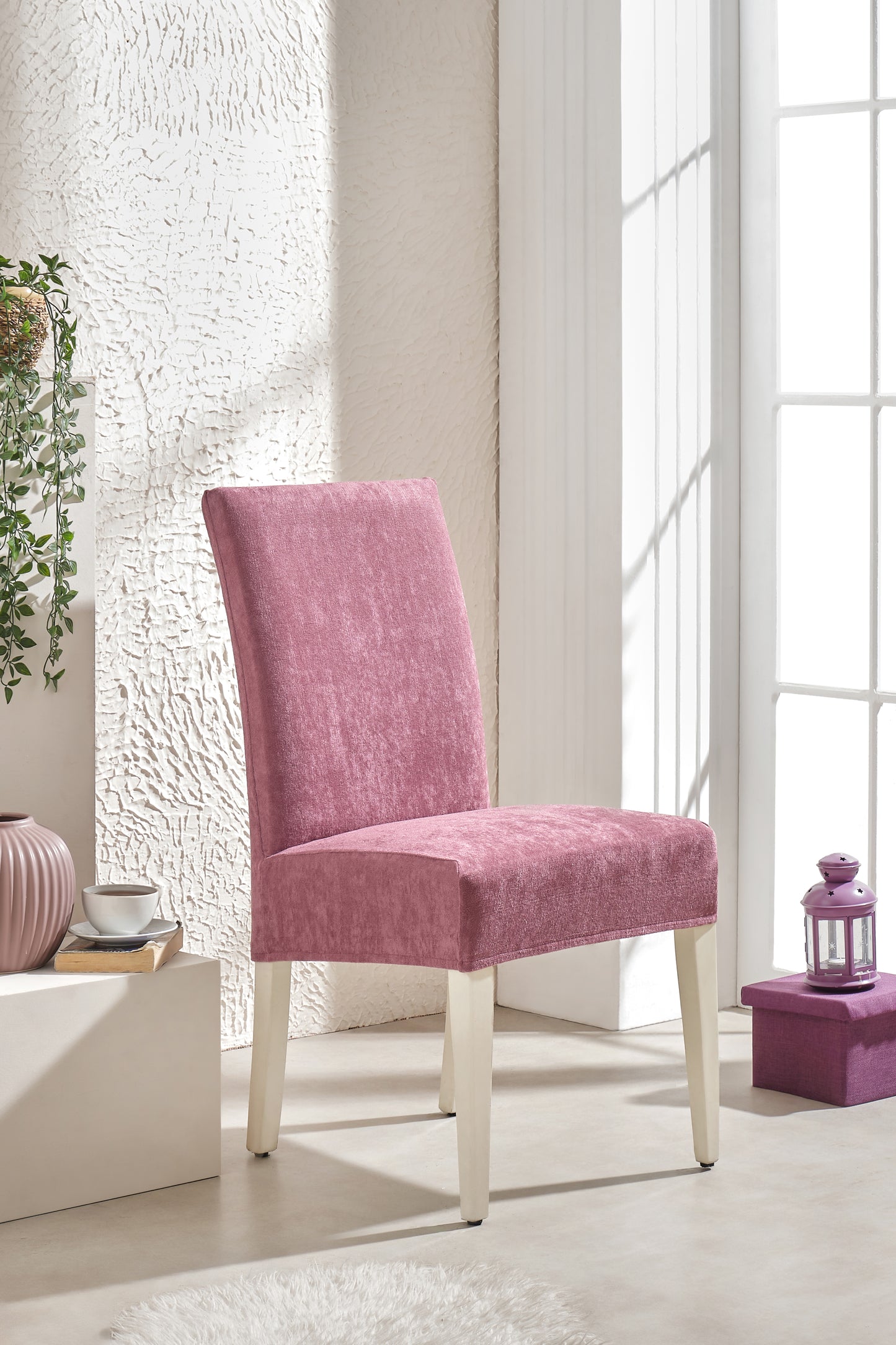 Gül Kurusu Ultra Soft Yumuşak Esnek Sandalye Kılıfı - Yüksek Sırtlı Sandalye Uyumlu - Tam Koruma