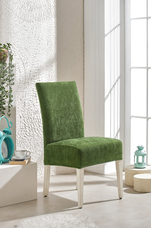 Haki Yeşili Ultra Soft Yumuşak Esnek Sandalye Kılıfı - Yüksek Sırtlı Sandalye Uyumlu - Tam Koruma