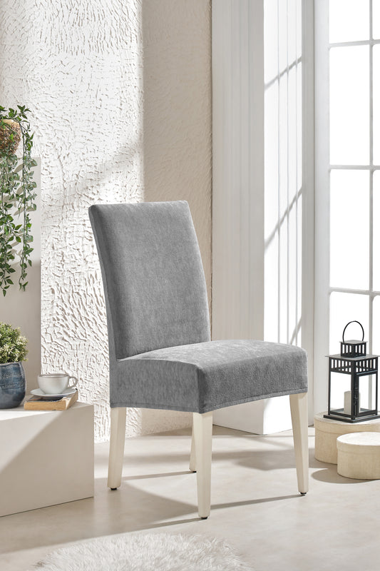 Koyu Gri Ultra Soft Yumuşak Esnek Sandalye Kılıfı - Yüksek Sırtlı Sandalye Uyumlu - Tam Koruma