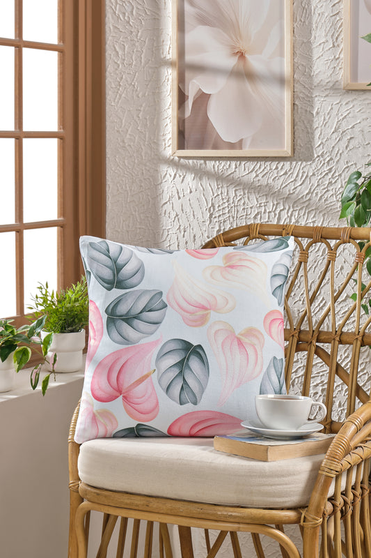 Yaprak Soft Kadife Baskılı 43 x 43 cm Kırlent Kılıfı