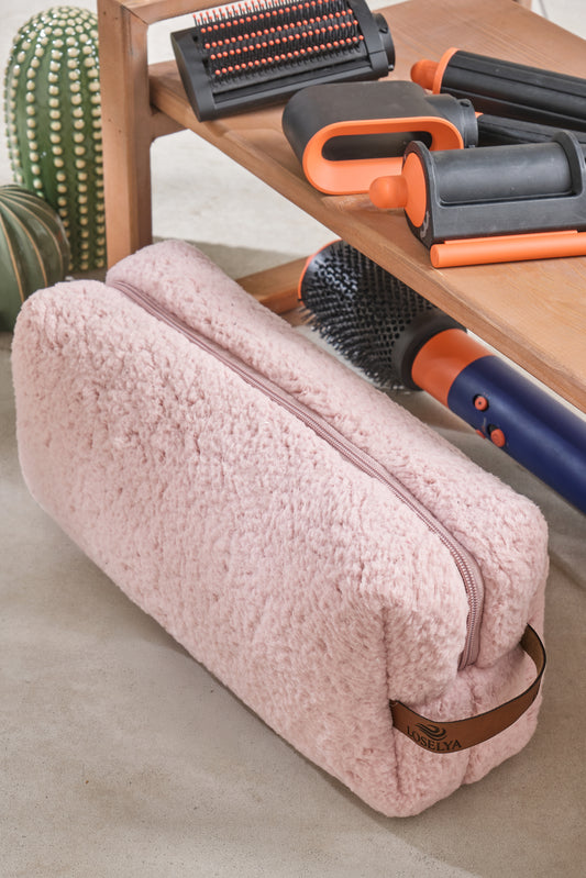 Somon-Kuzu Airwrap Uyumlu Tüm Parçalar Için Çanta Düzleştirici Saç Maşası Çantası Büyük Boy Makyaj Çantası