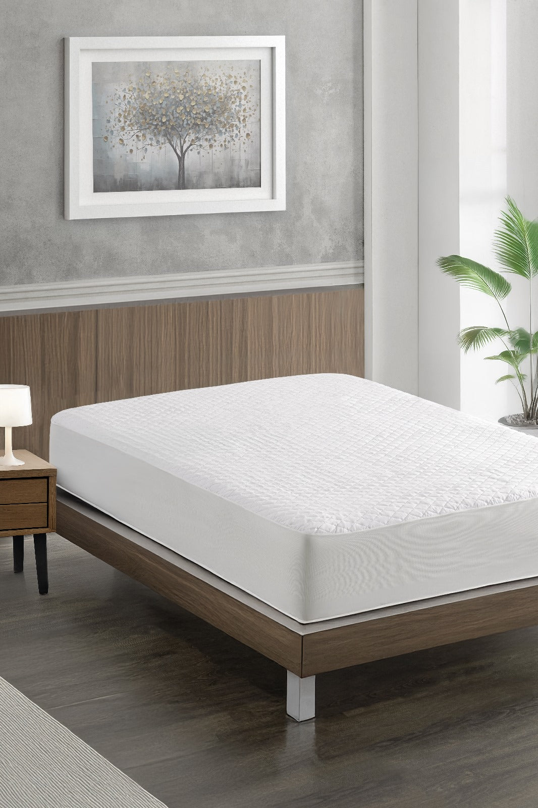 70X140 Kapitone Fitted Su Geçirmez Beyaz Yatak Koruyucu Alez