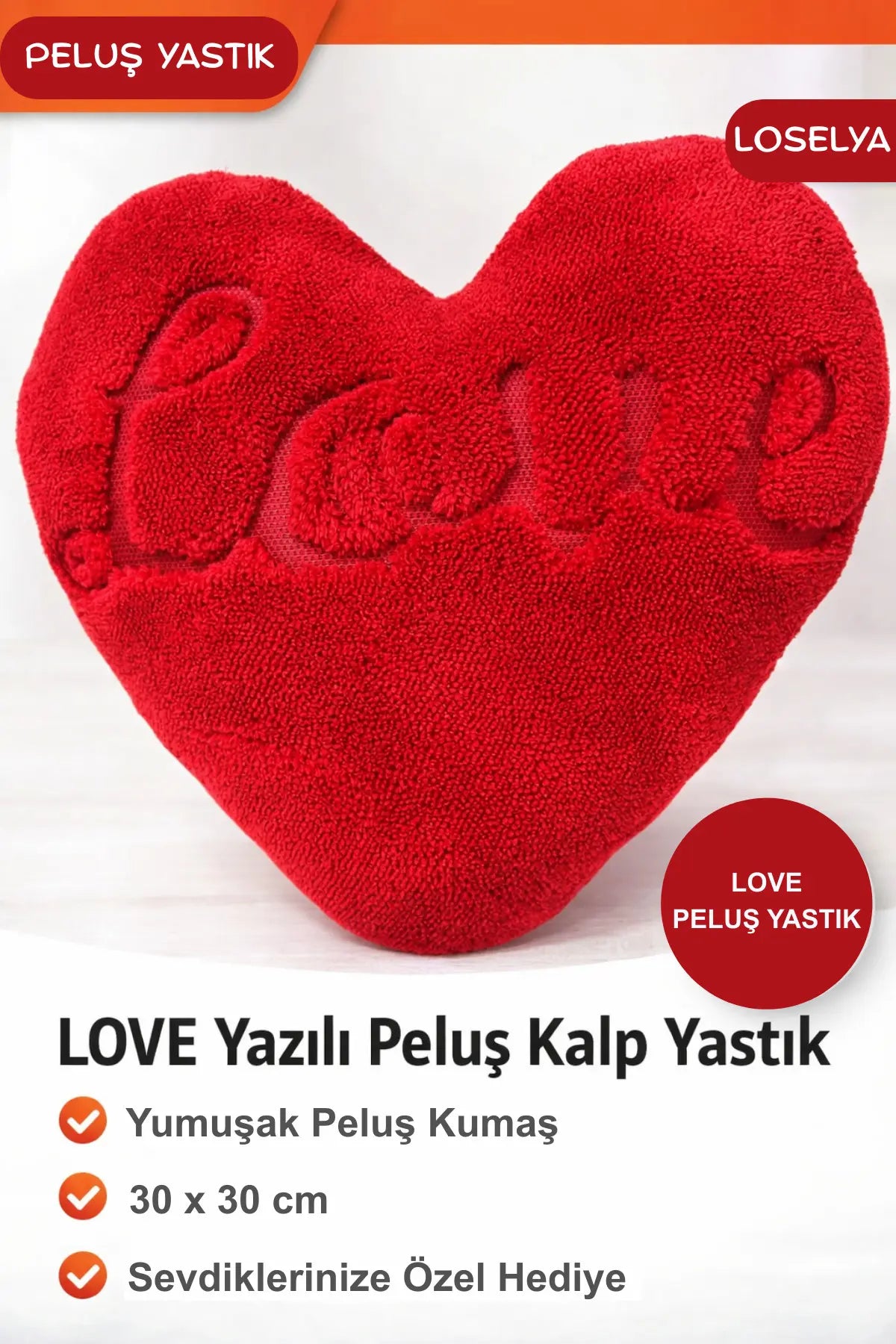 Sevgililer Günü Peluş Oyuncak Hediyelik Kırmızı Love Kalpli Peluş Ayıcık 50 cm