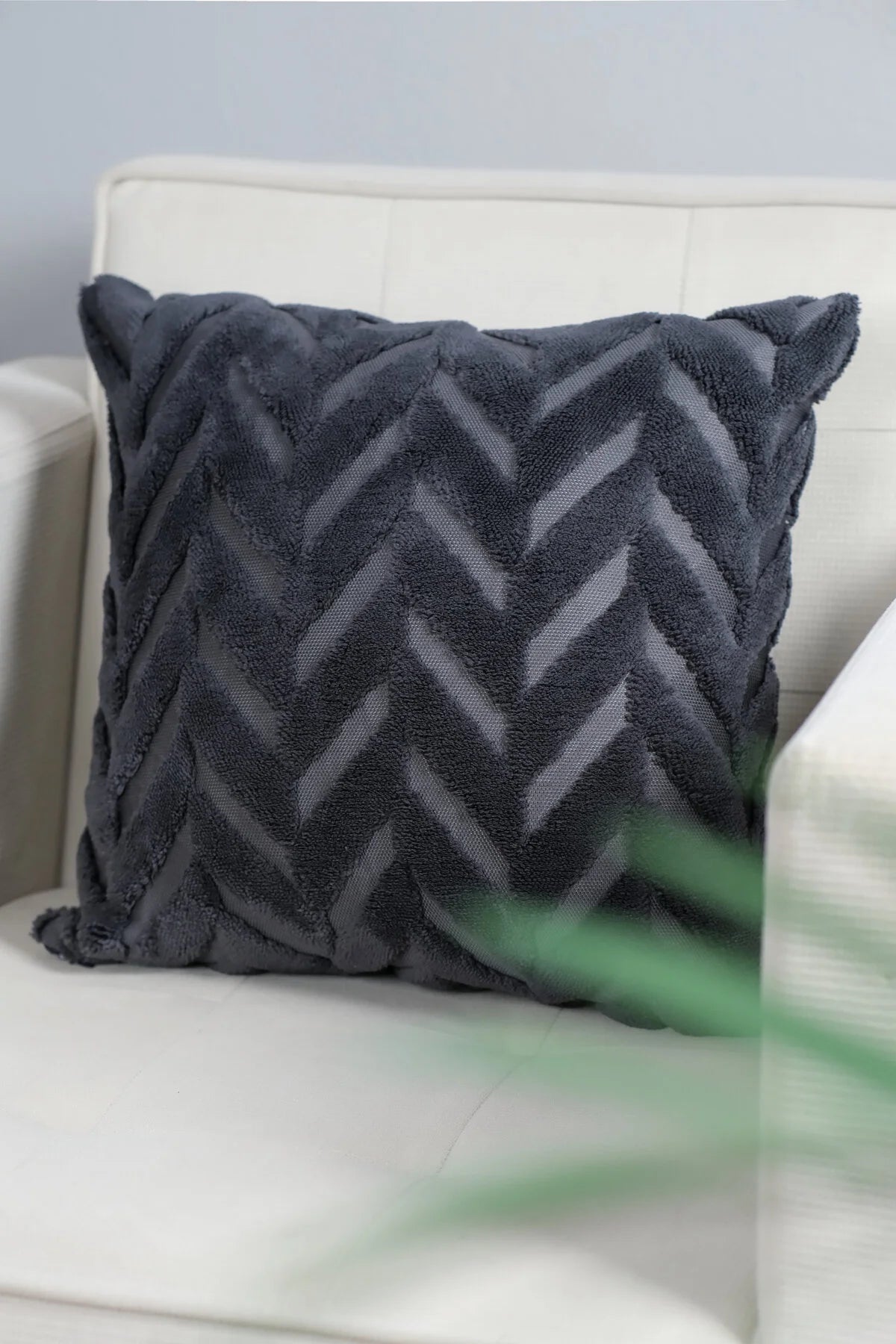 Antrasit Başak Desen Bohem Özel Tasarım Punch Panç Desen Dekoratif Kırlent Kılıfı