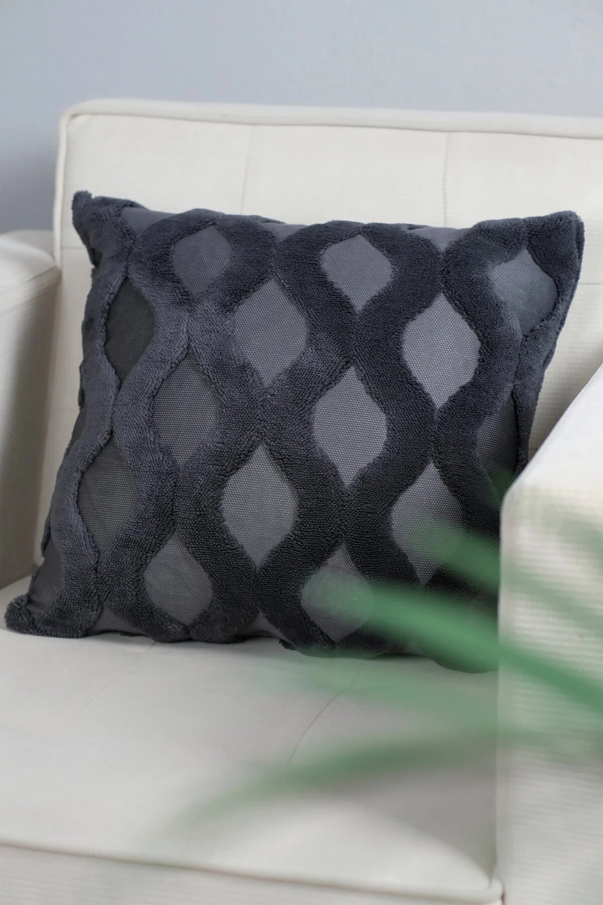 Antrasit Su Yolu Bohem Özel Tasarım Punch Panç Desen Dekoratif Kırlent Kılıfı