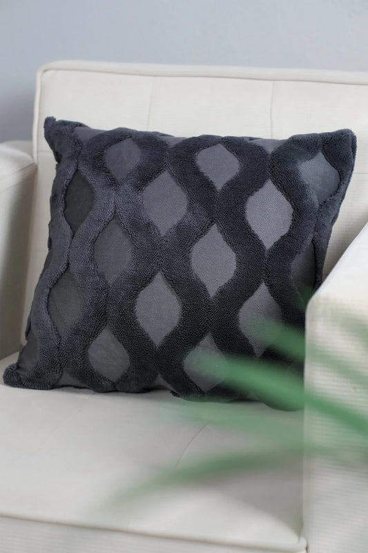 Antrasit Su Yolu Bohem Özel Tasarım Punch Panç Desen Dekoratif Kırlent Kılıfı