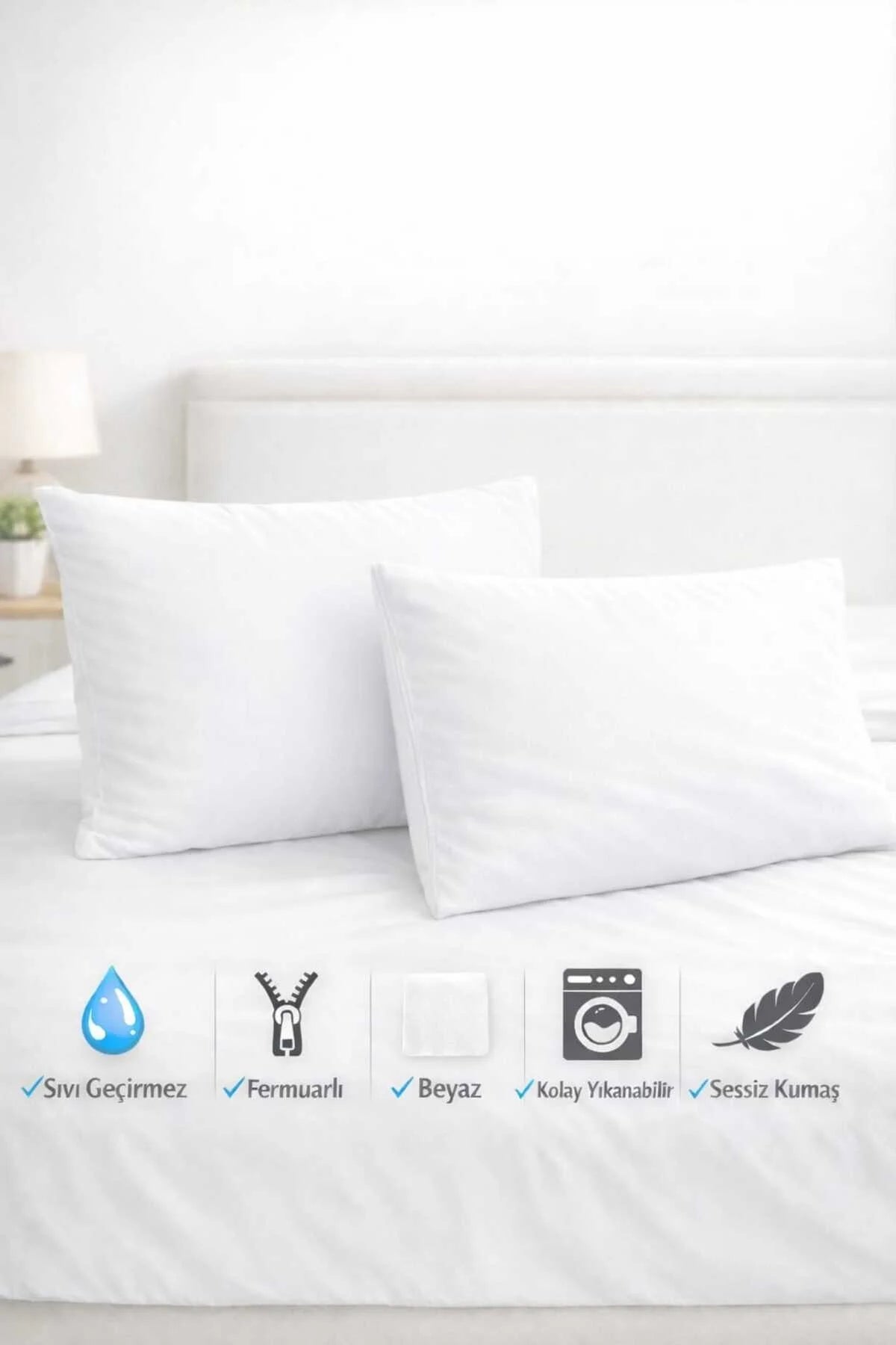 2 Adet Lüks Sıvı Geçirmez Yastık Alezi