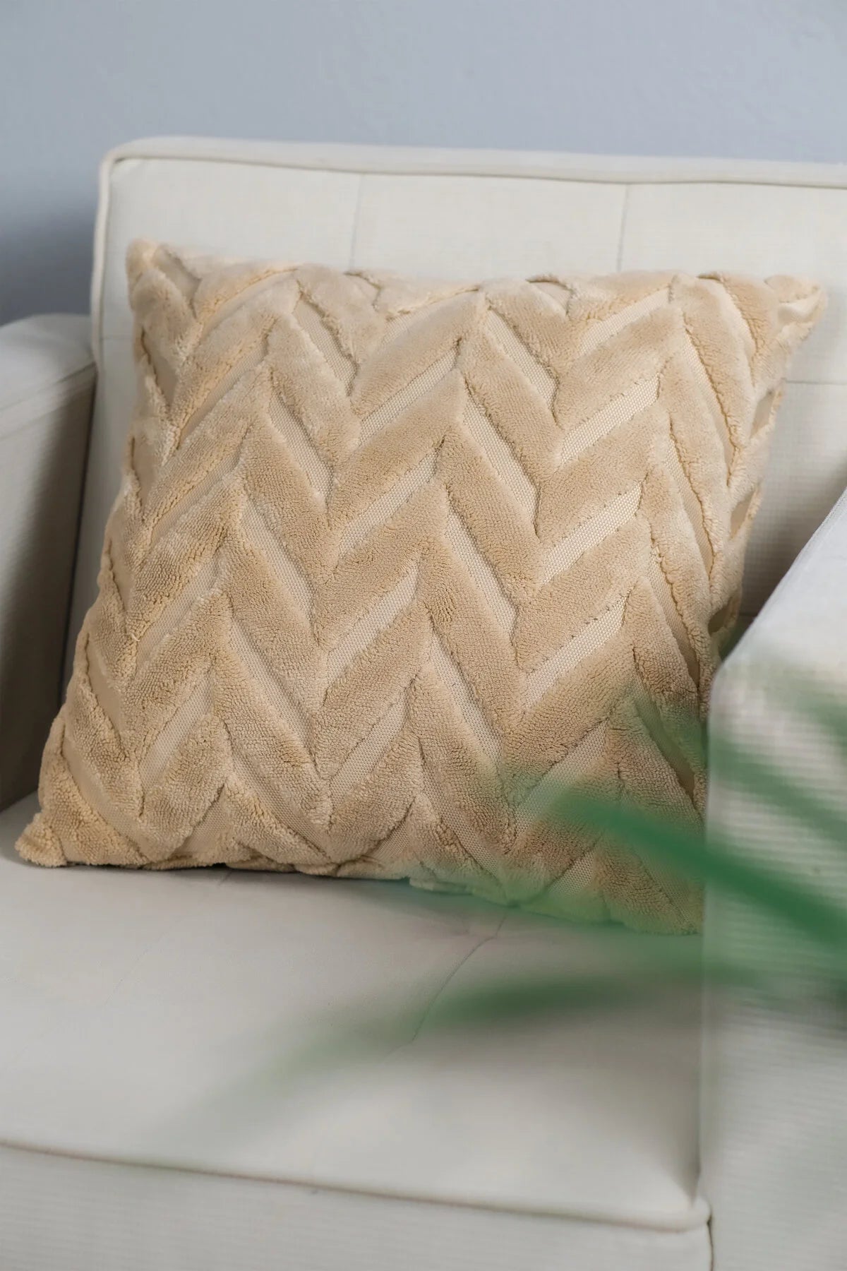 Bej Başak Desen Bohem Özel Tasarım Punch Panç Desen Dekoratif Kırlent Kılıfı