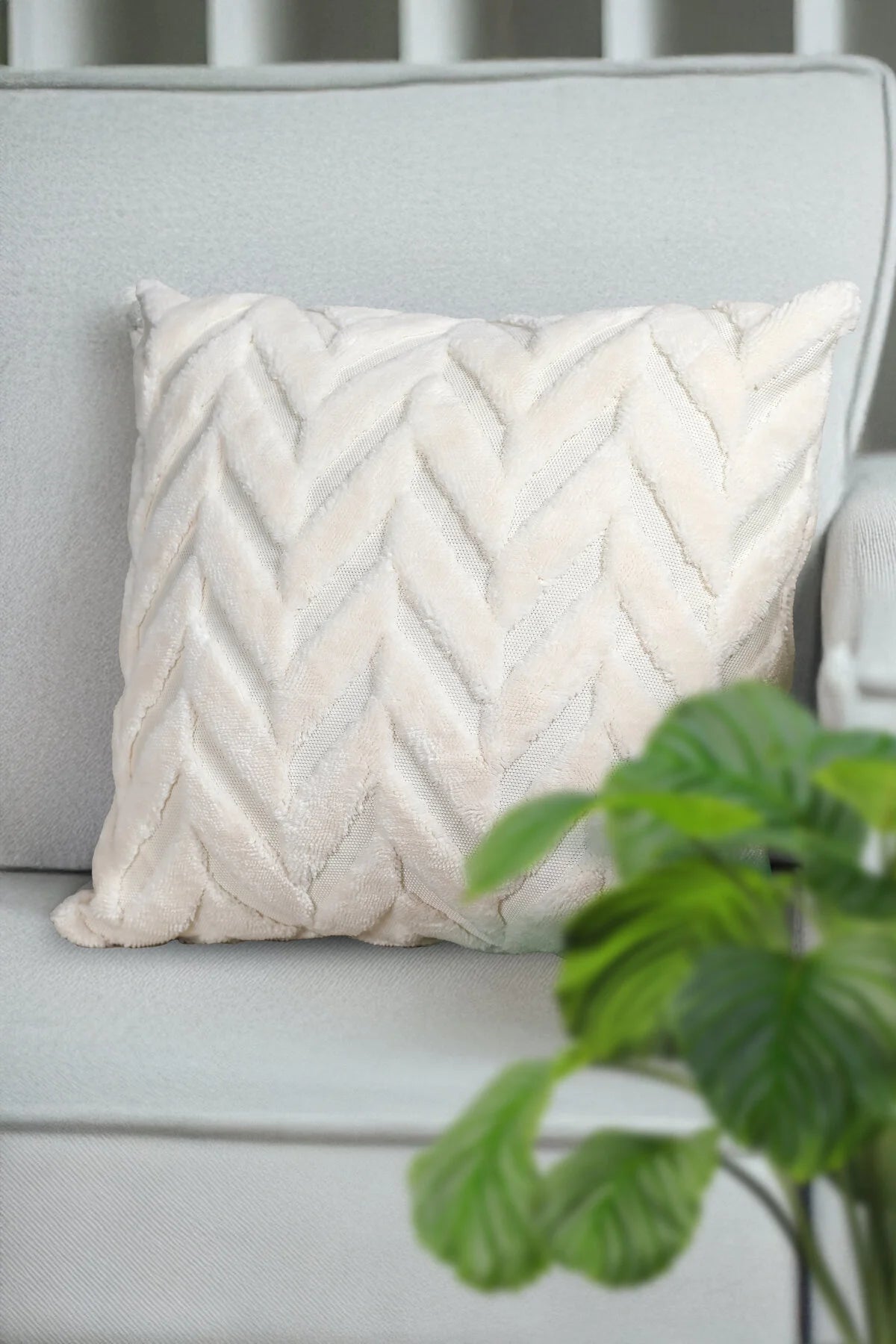 Ekru Başak Desen Bohem Özel Tasarım Punch Panç Desen Dekoratif Kırlent Kılıfı