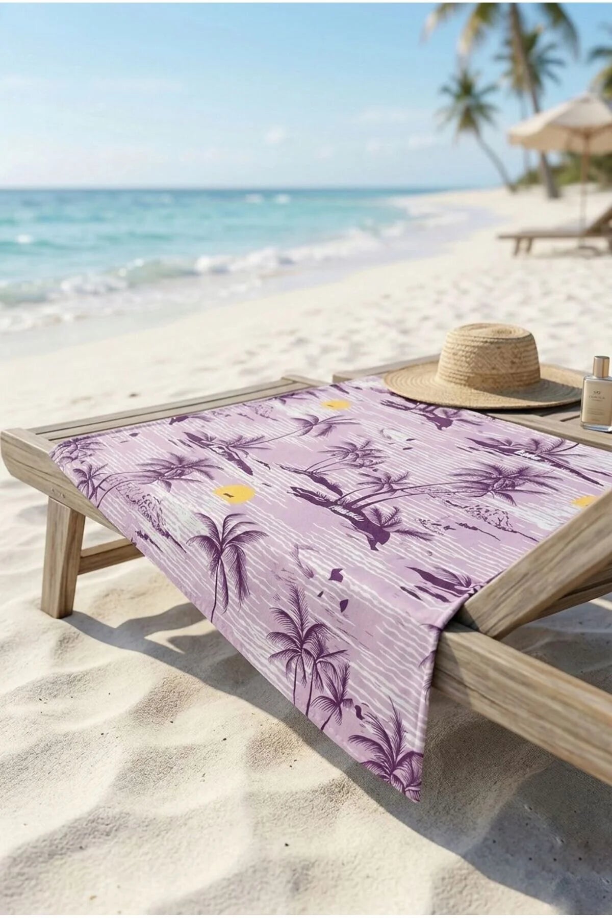 Retro Island Pembe Plaj Havlusu 70 x 150 cm