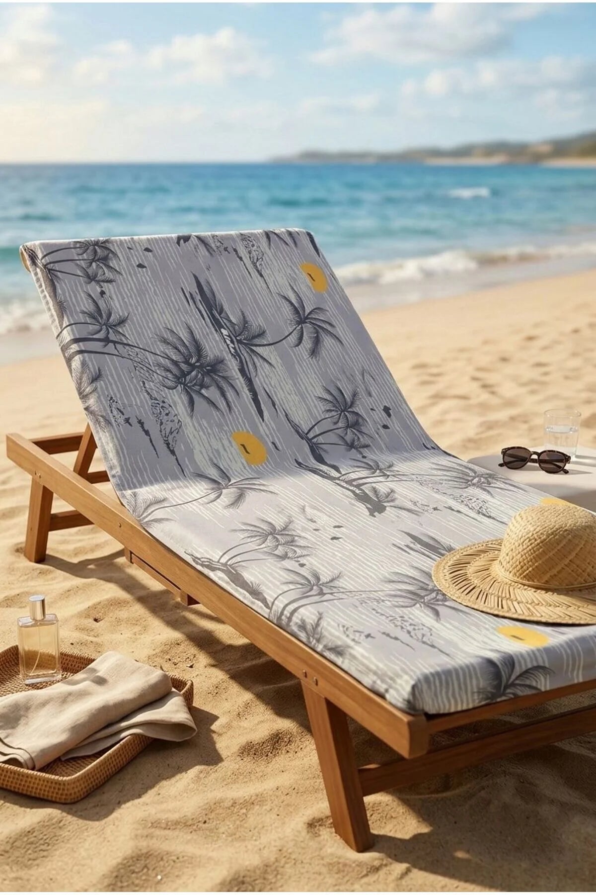 Retro Island Gri Plaj Havlusu 70 x 150 cm