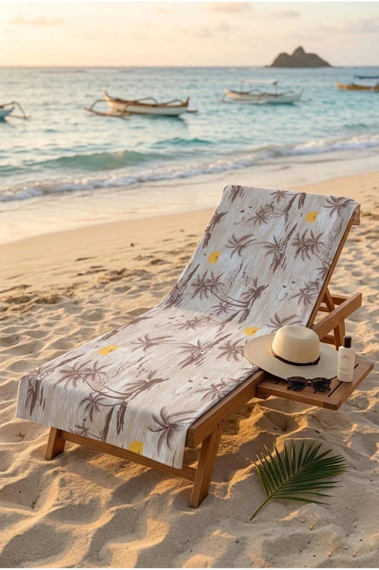 Retro Island Bej Plaj Havlusu 70 x 150 cm